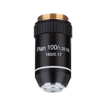 AMSCOPE 100X  Plan Achromatic Microscope Objective Lens with Black Finish PA100X-B